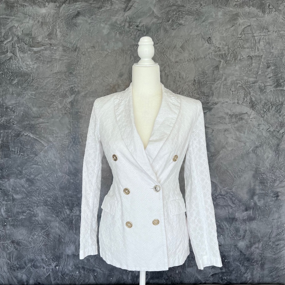 White eyelets blazer